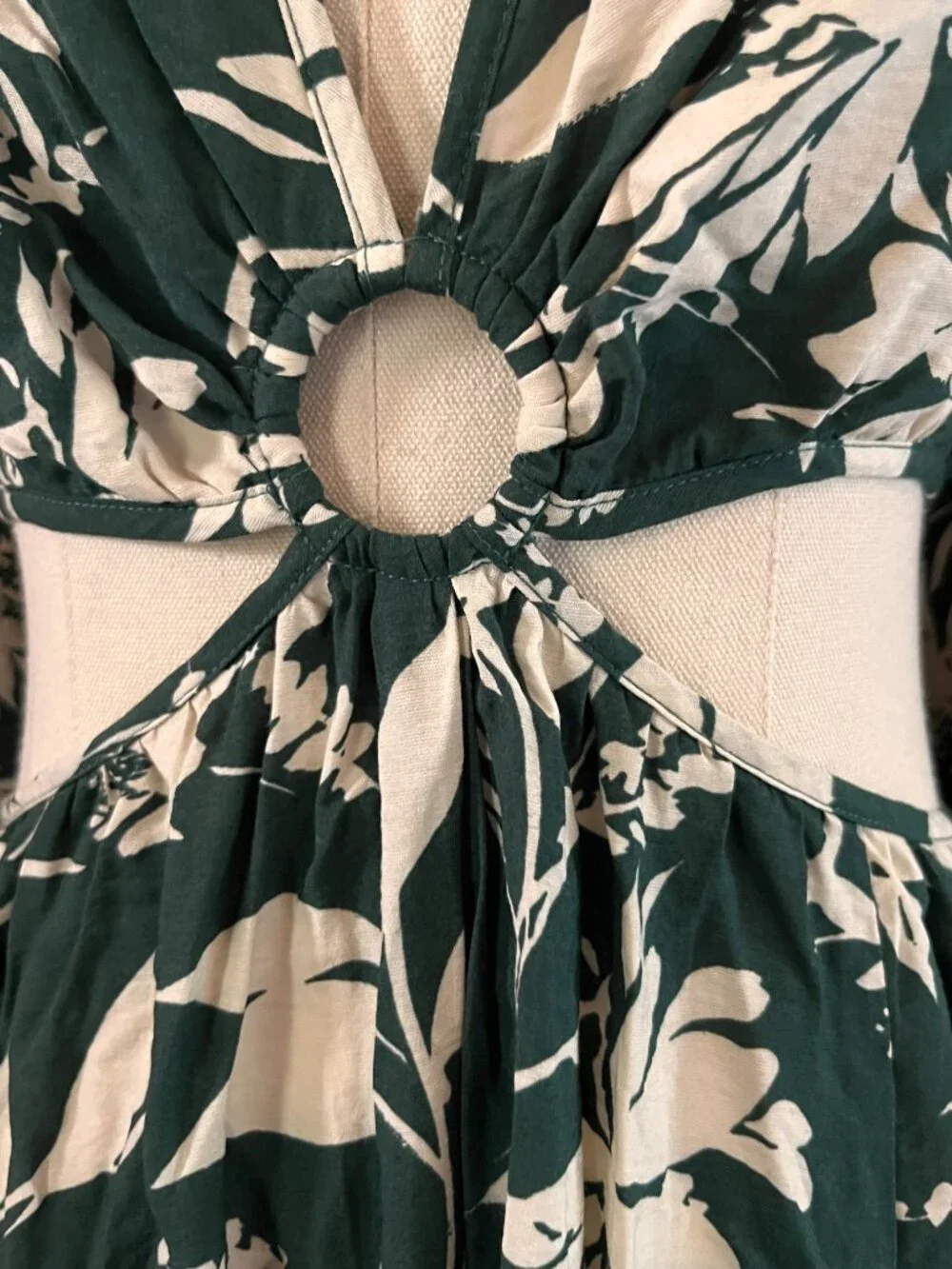Abercrombie & Fitch Green Floral Plunge Cutout Ring Maxi Dress New with Tags - M